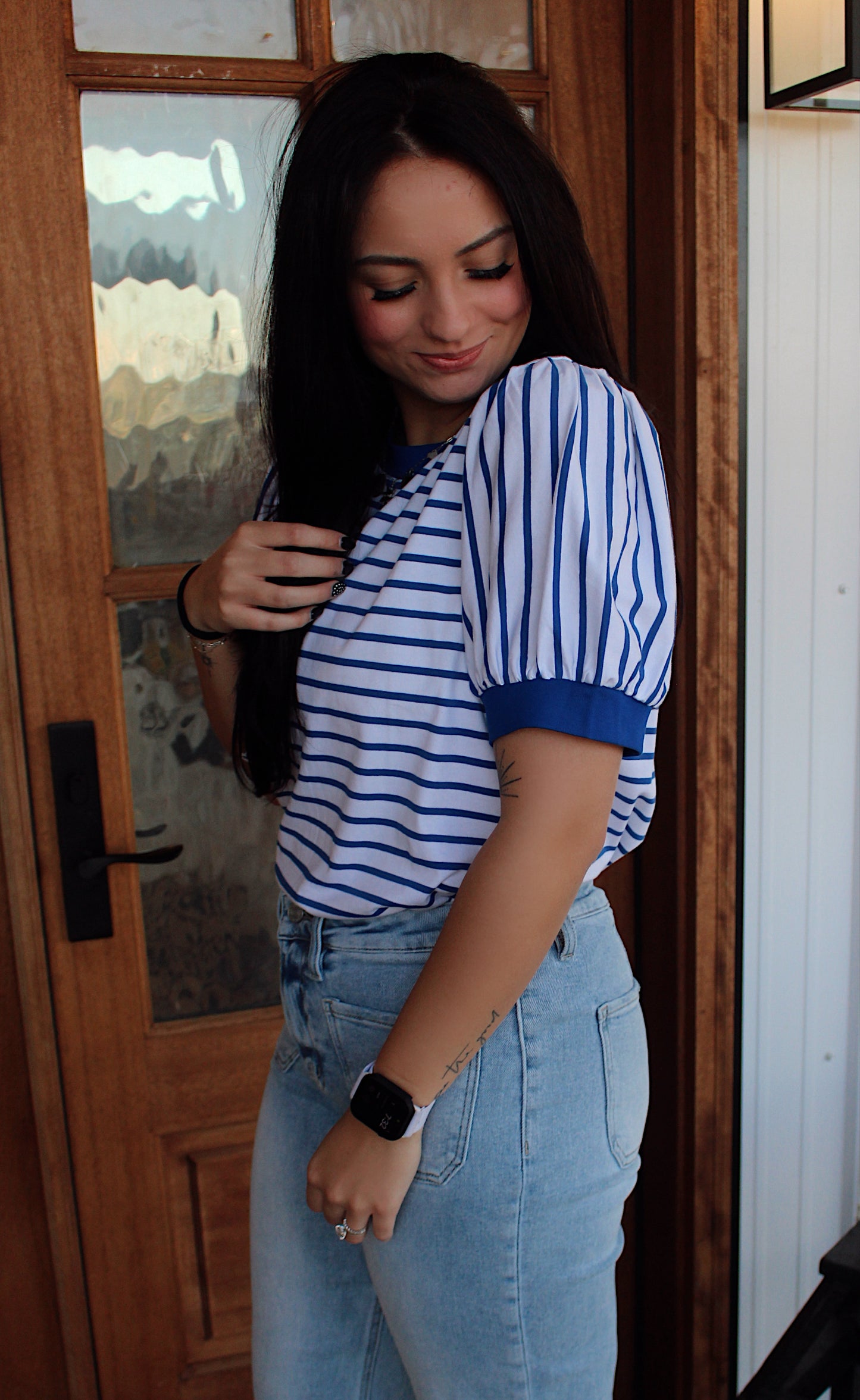 Faye Striped Puff Sleeve Top