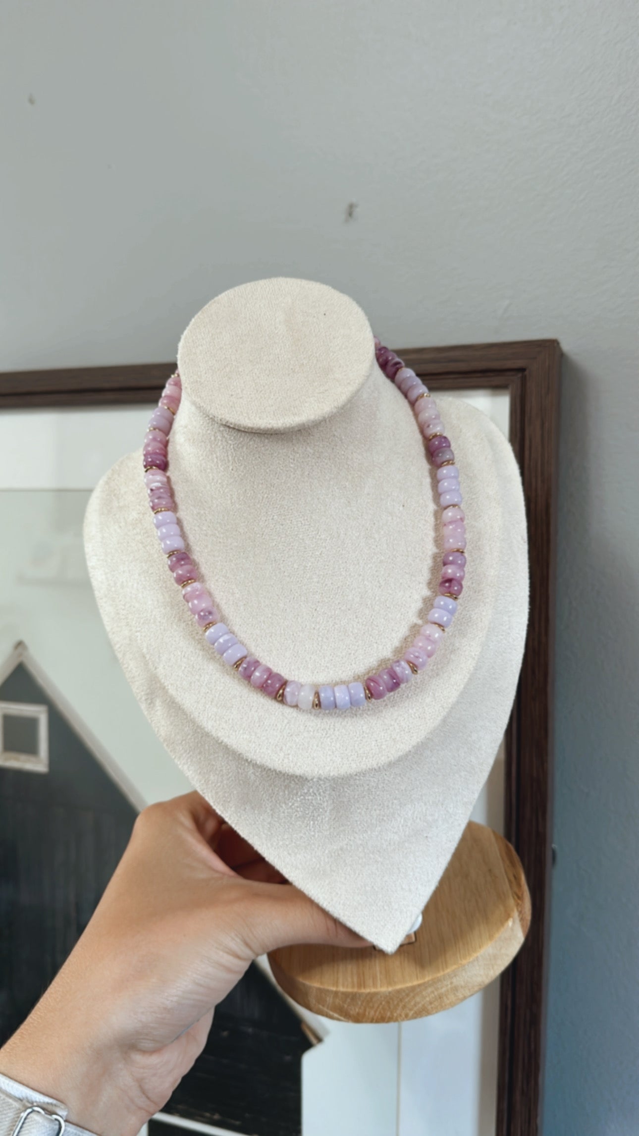 Multi-Color Beaded Necklace: Lavender