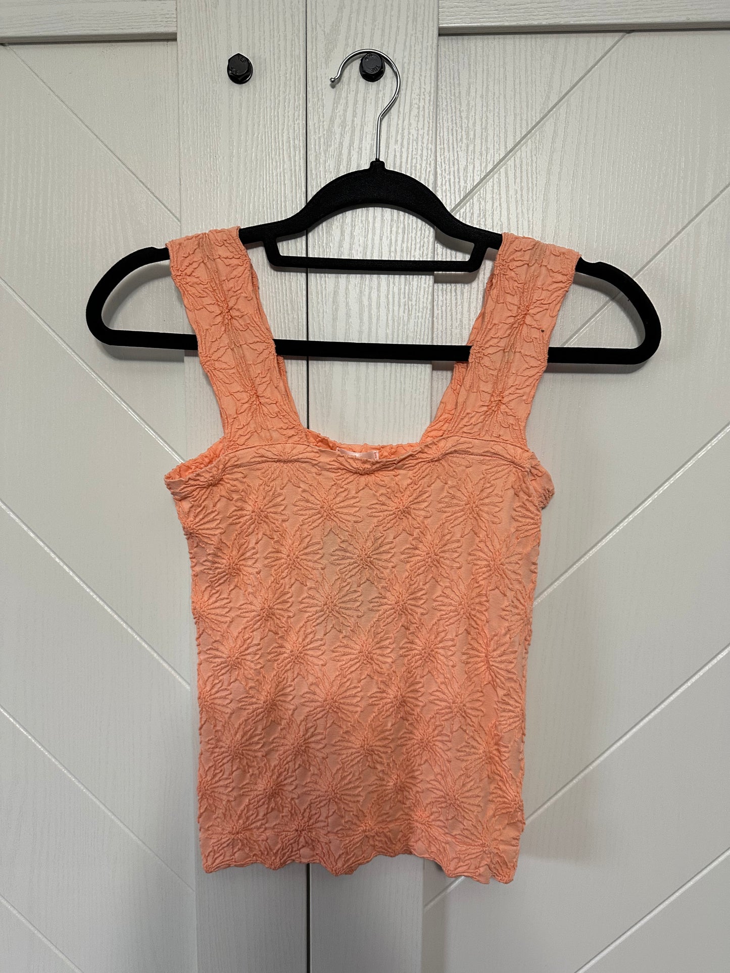 Adele Floral Seamless Tank Top-Peach