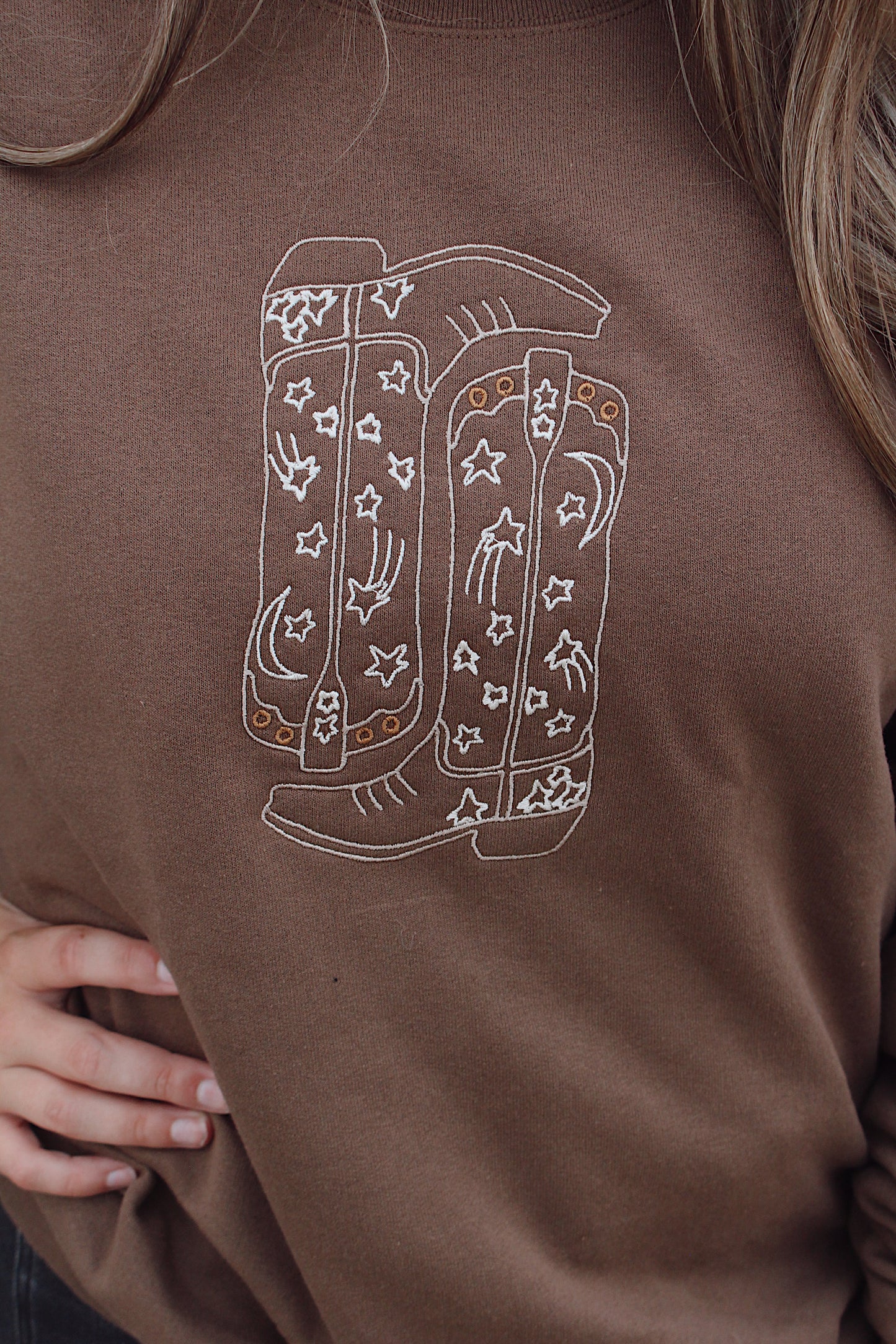 Embroidered Cowgirl Boots Sweatshirt