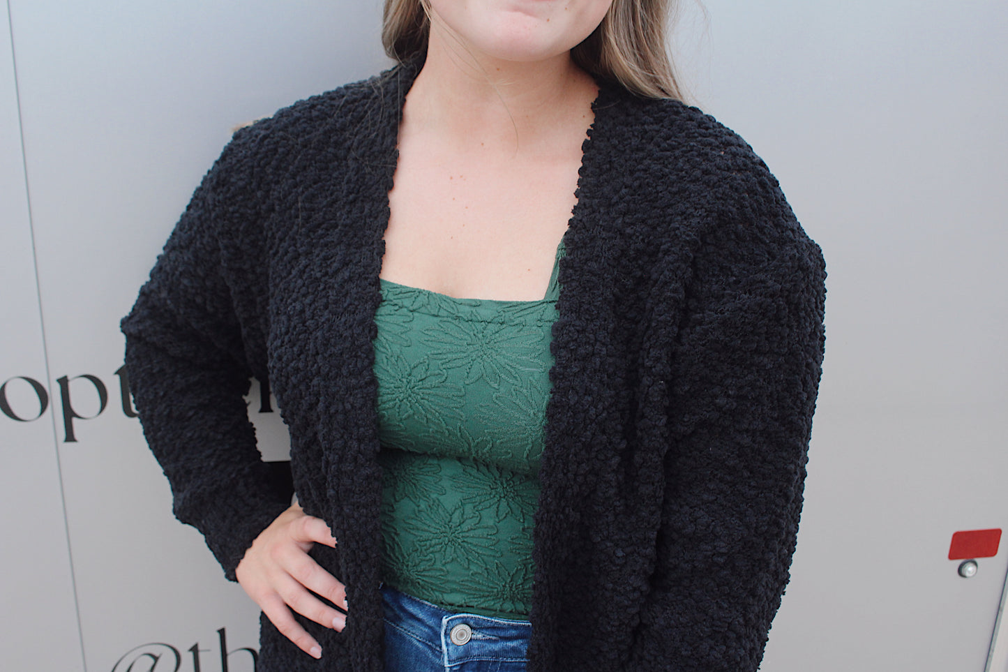 Popcorn Cardigan: Black