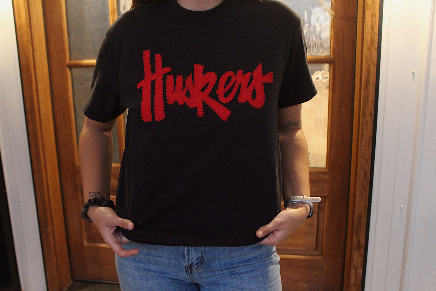 Red Script Husker Tee
