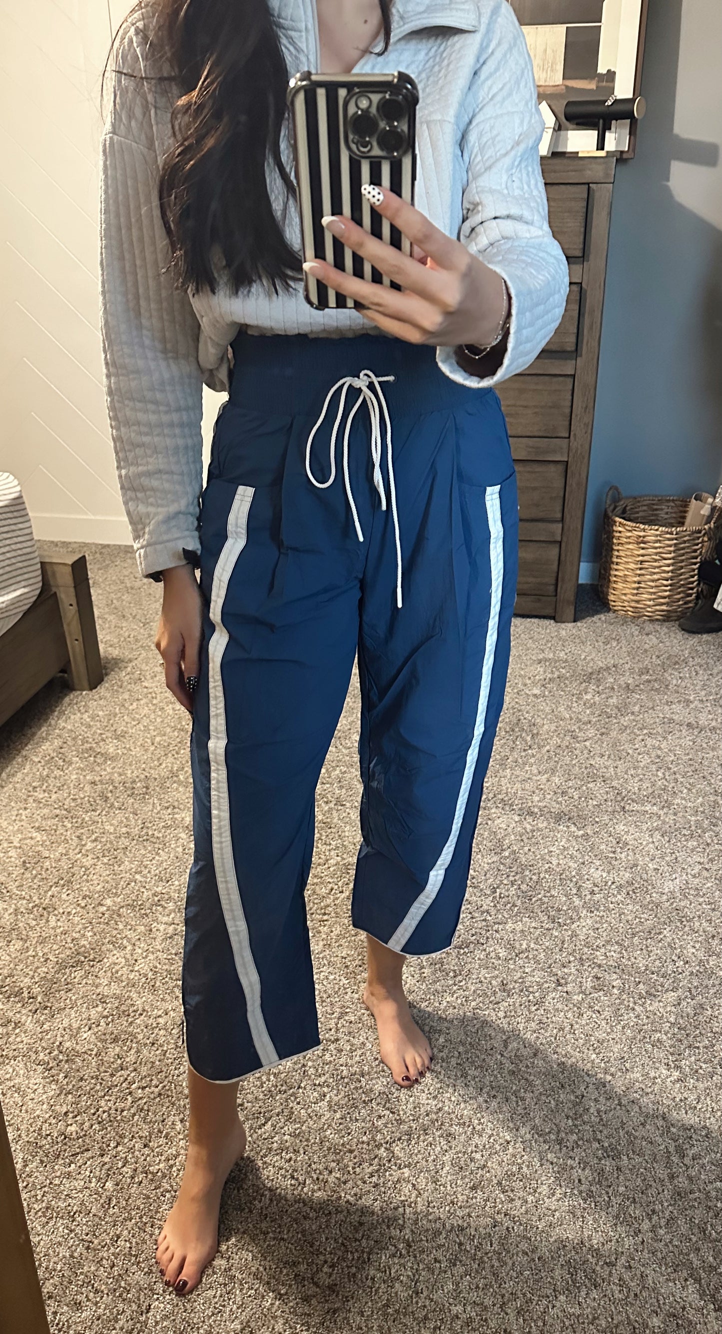 Racer Stripe High-Waisted Knit Pants