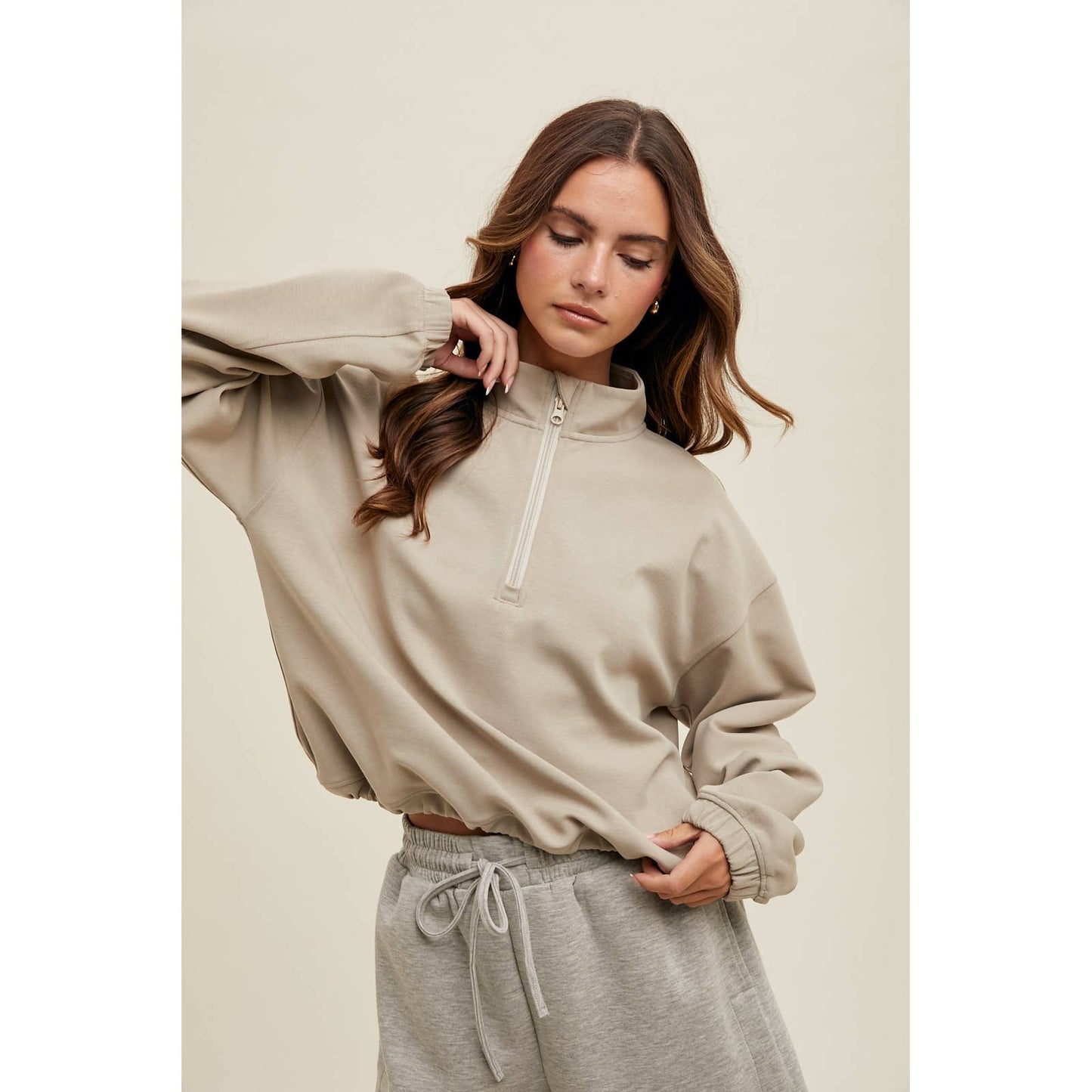 Scuba Half-Zip Pullover : Taupe