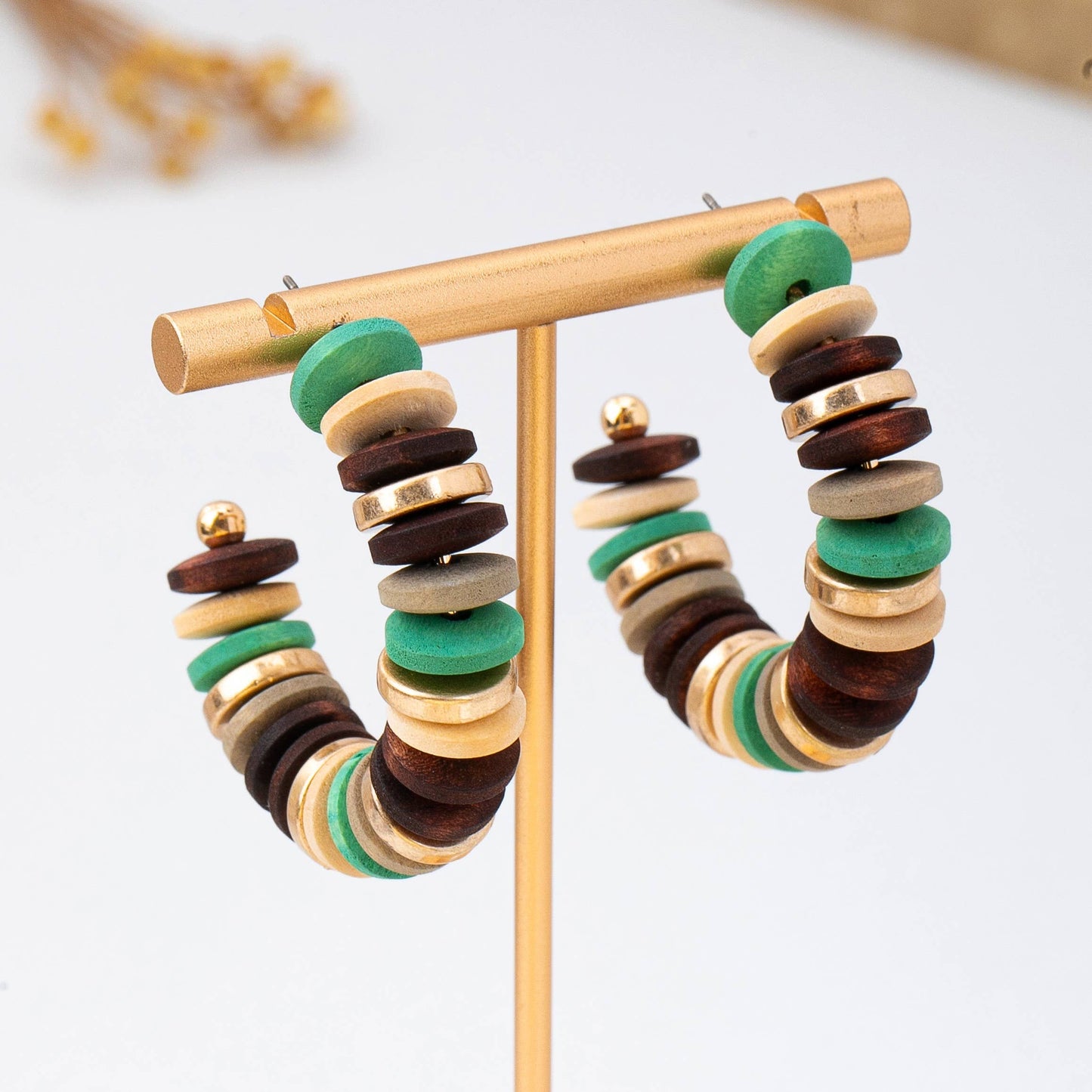 Southwest Disc Beaded Hoop Earrings