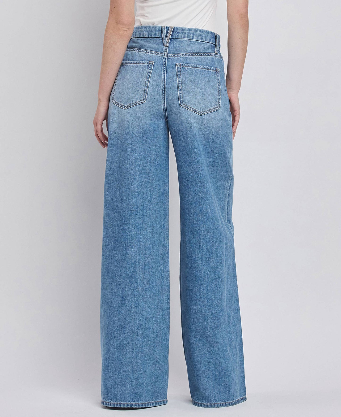 Super High Rise Wide Leg Jeans- Vervet by Flying Monkey
