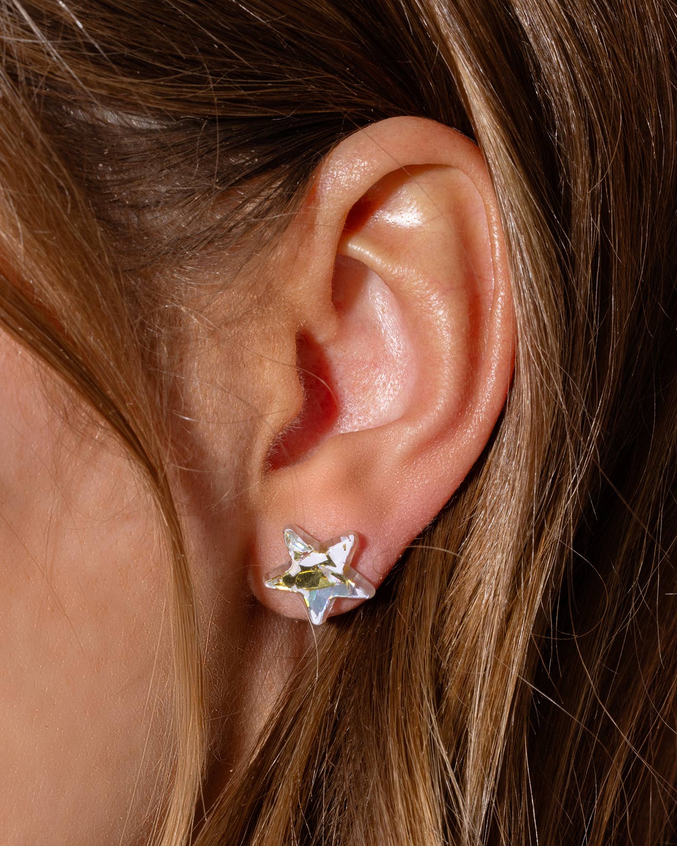 Stud Acrylic Stars Earrings (Gold + Silver Confetti)