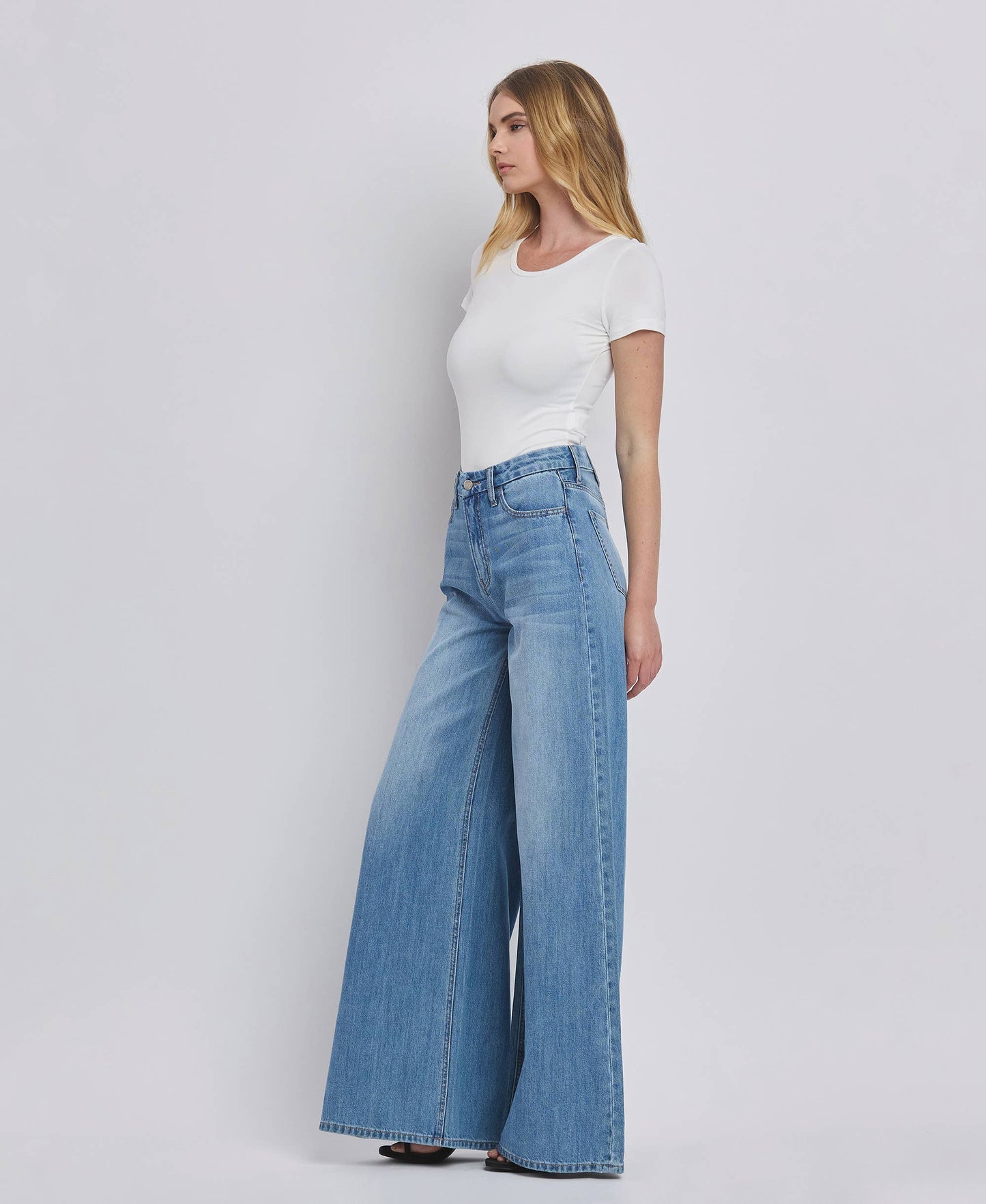 Super High Rise Wide Leg Jeans- Vervet by Flying Monkey