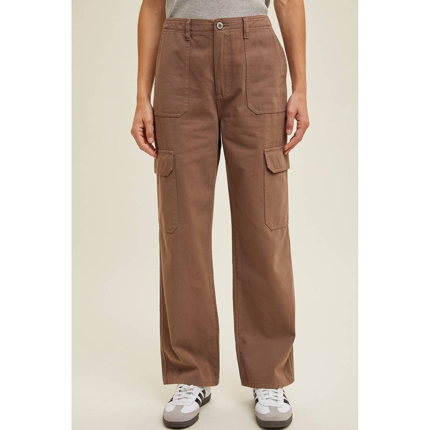 Straight Leg Cargo Pants: Mocha