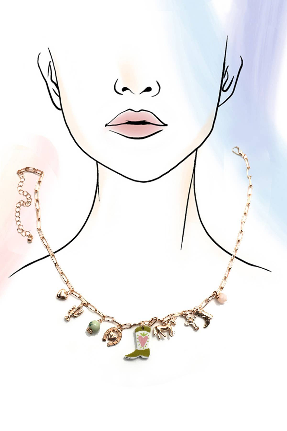 Boot Western Charm Necklace : Gold