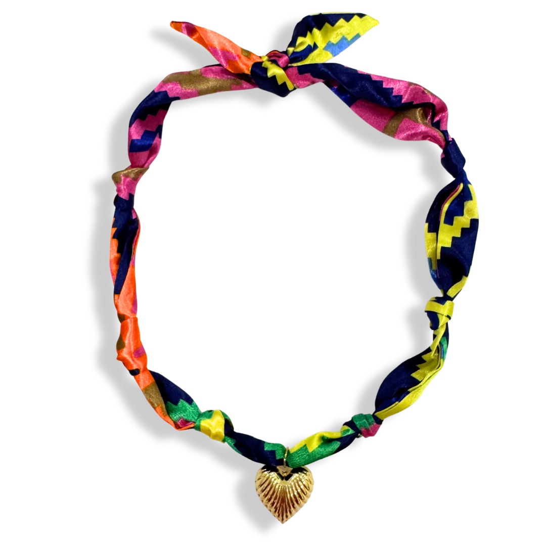 Scarf Bandana Charm Necklace : Aztec Heart