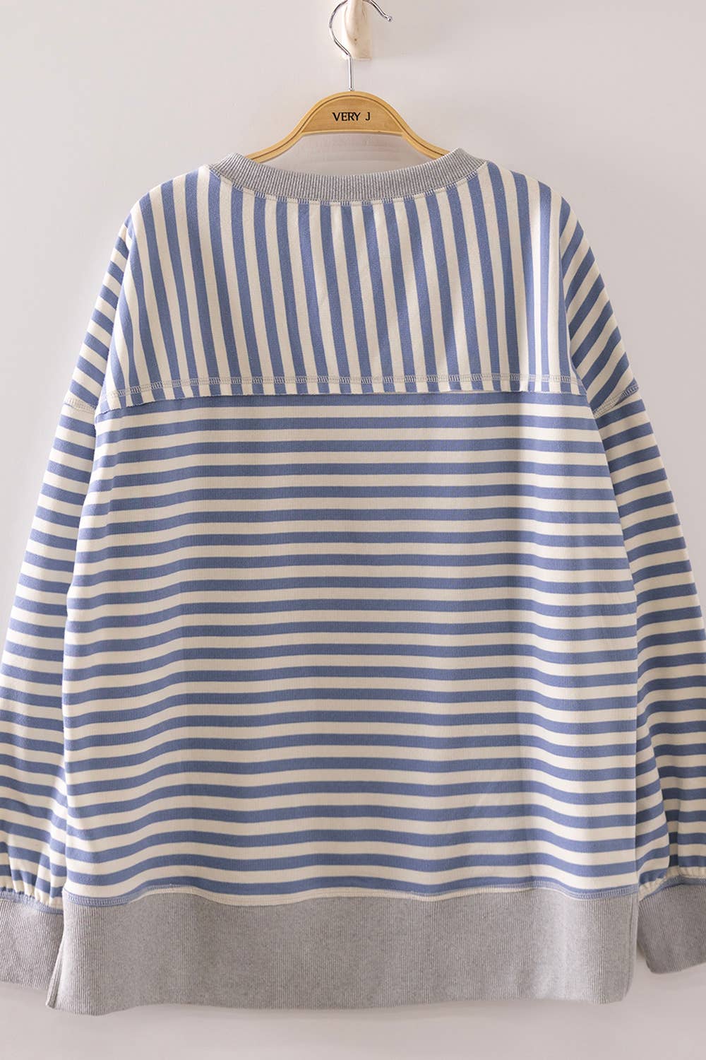 Everyday Stripe Oversized Knit Top – Denim Blue/Cream