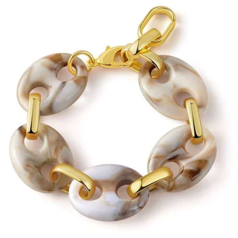 Off White Marbled Link Bracelet