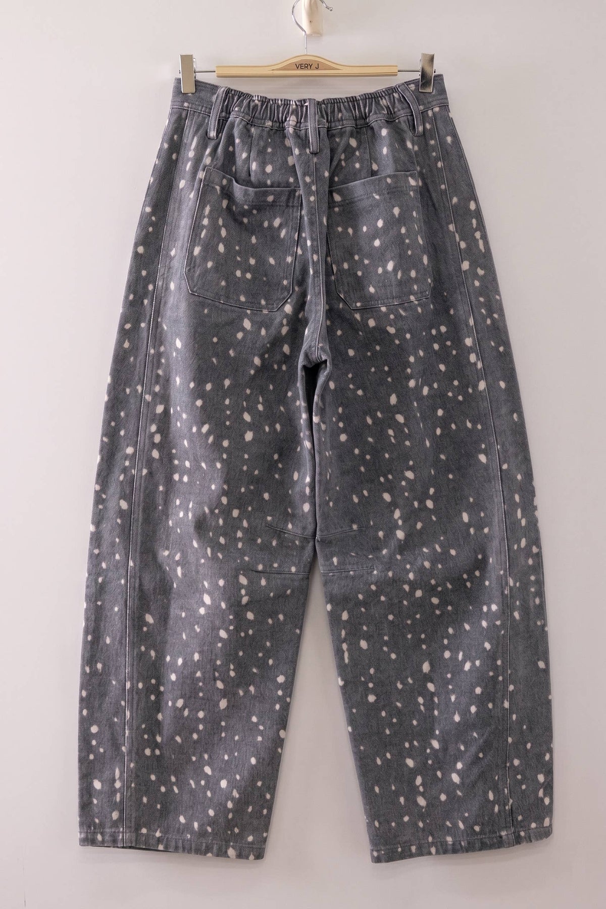 Gray Bambi Speckled Barrel Leg Jeans