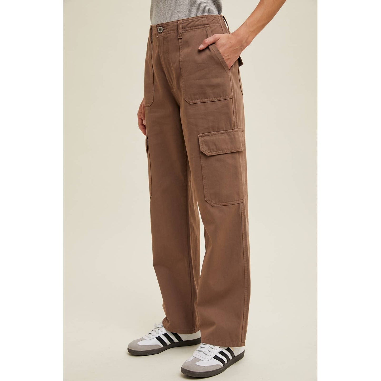 Straight Leg Cargo Pants: Mocha
