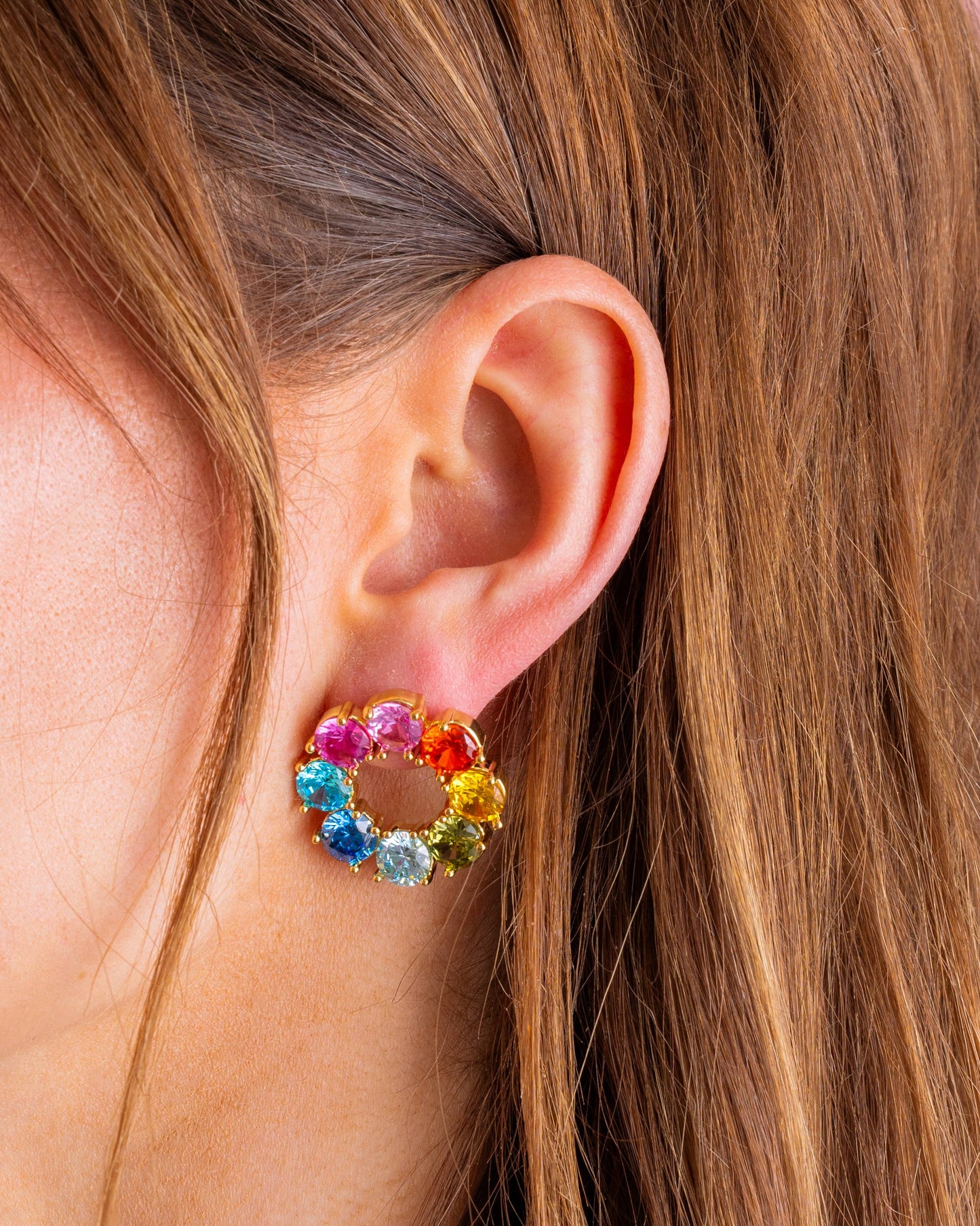 Circles Colorful Gem Earrings
