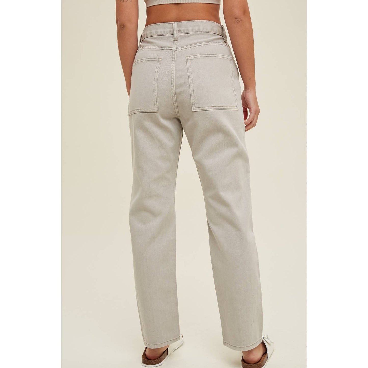 Cargo Seam Detail Denim: Stone