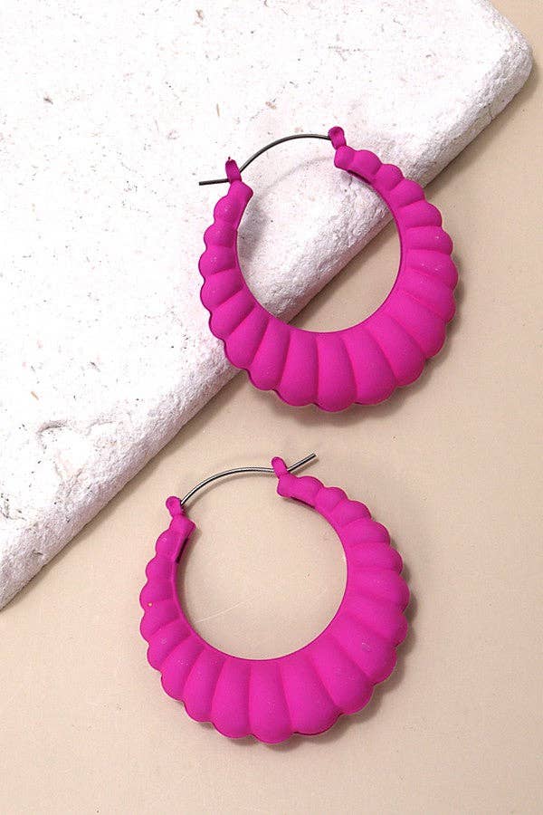Fuchsia Ridge Hoop Earrings