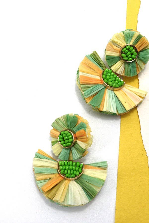 Tropical Raffia Fan Drop Earrings