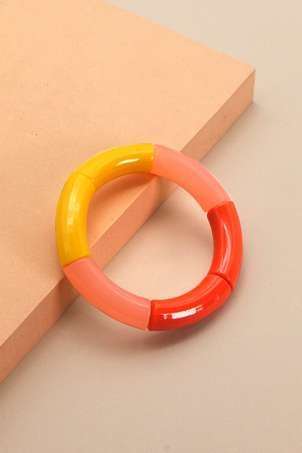 Acrylic Tube Bracelet - Orange Mix
