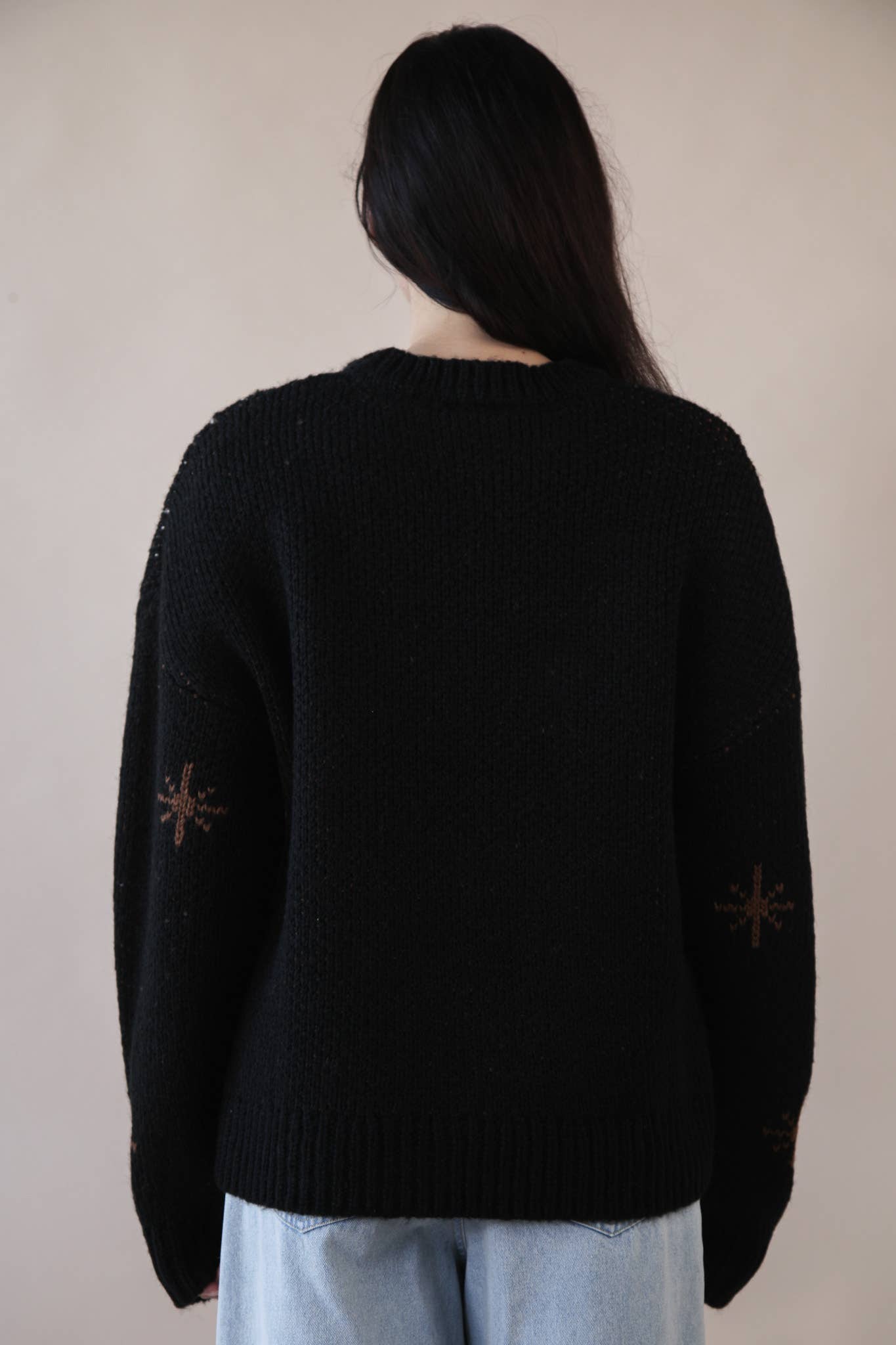 Cowboy Boots Graphic Print Knit Sweater