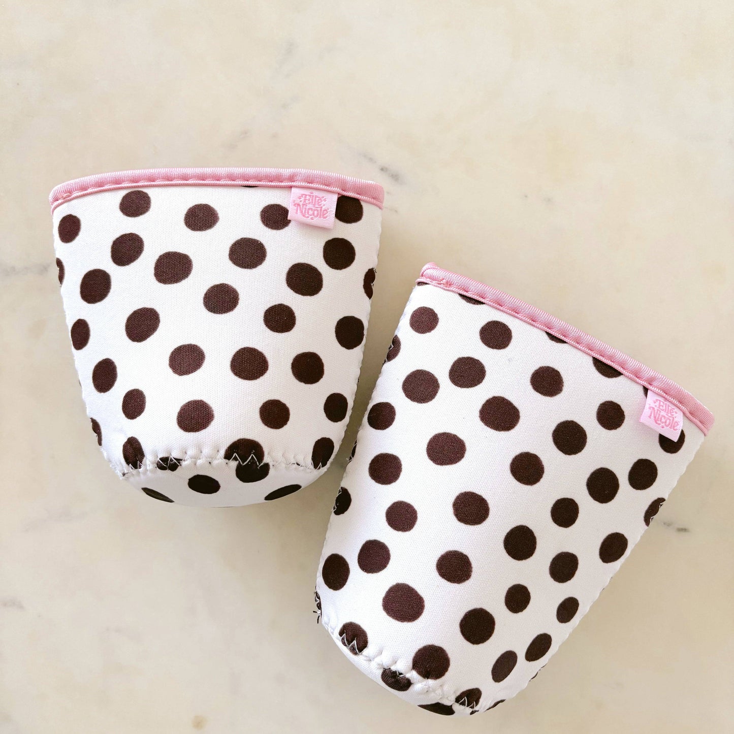 Brown Polka Dots - Iced Drink Sleeve : Small / 16oz