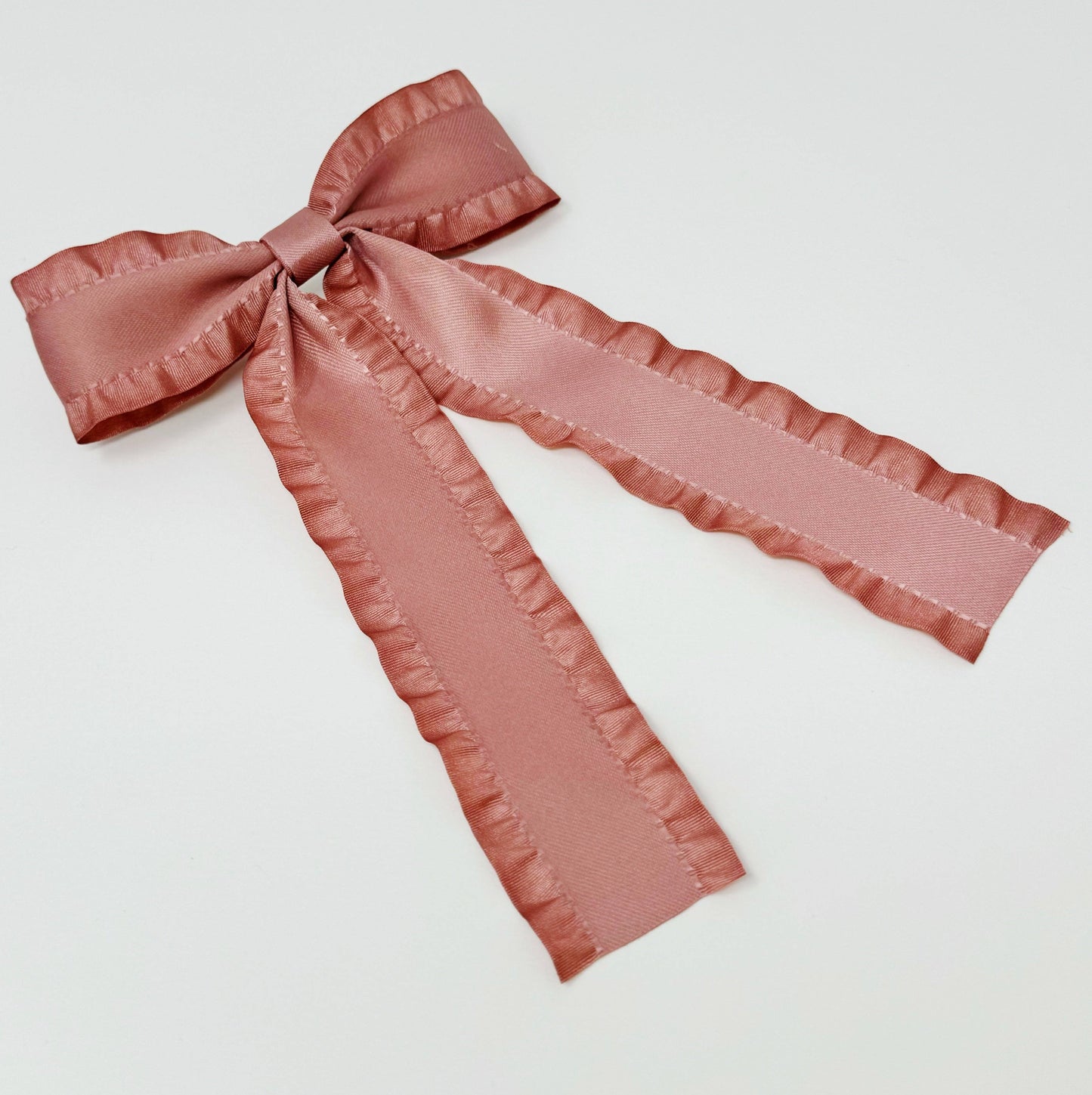 Love Game Frill Bow Hair Clip: Beige