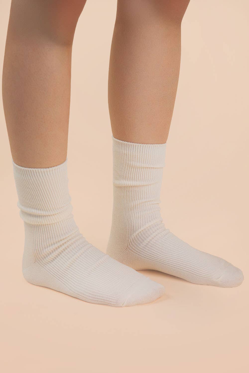 Ribbed mock socks: Cream