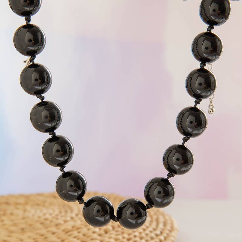Black Beaded Statement Necklace