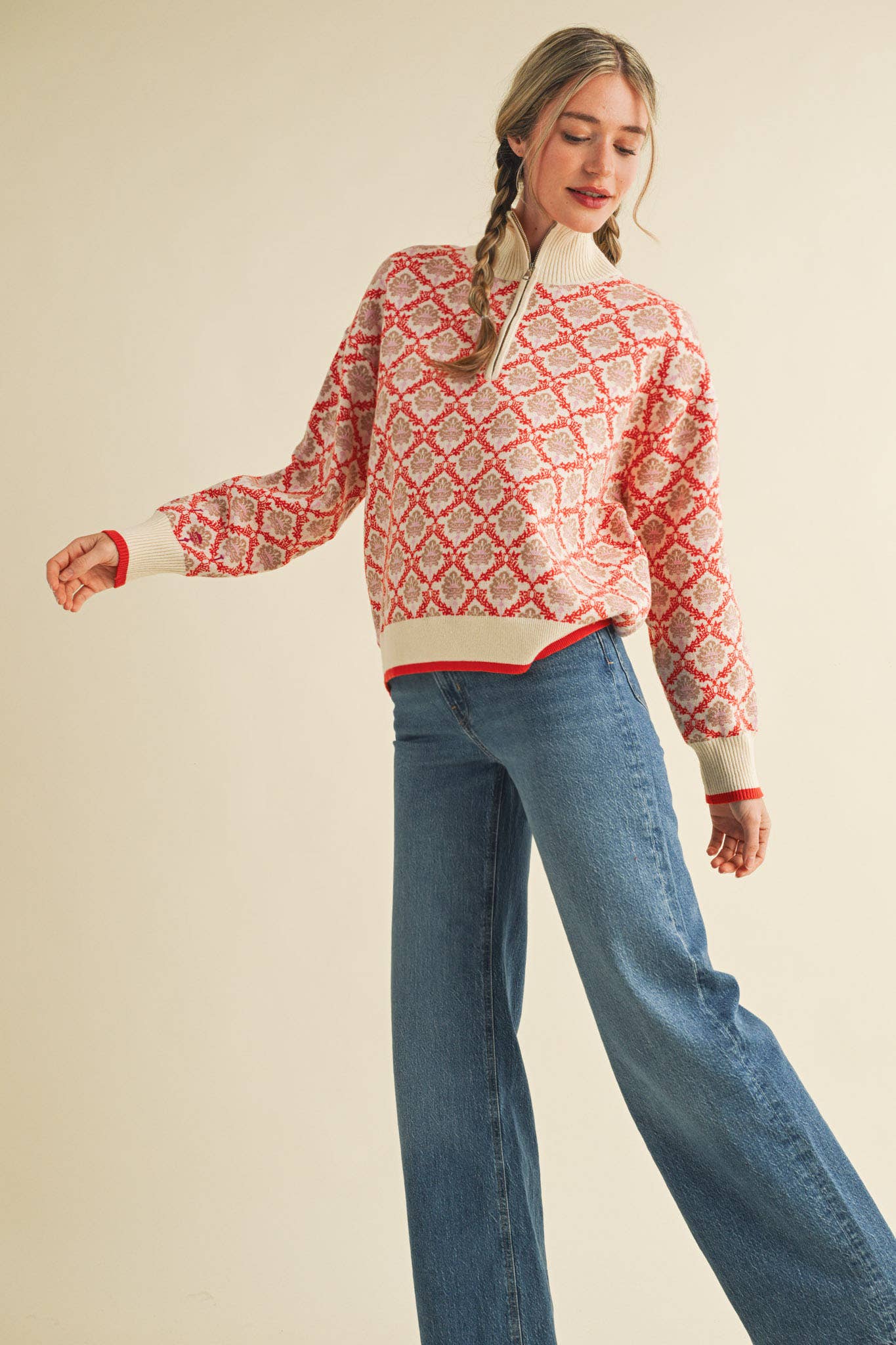 Candice Floral Mock Neck Sweater