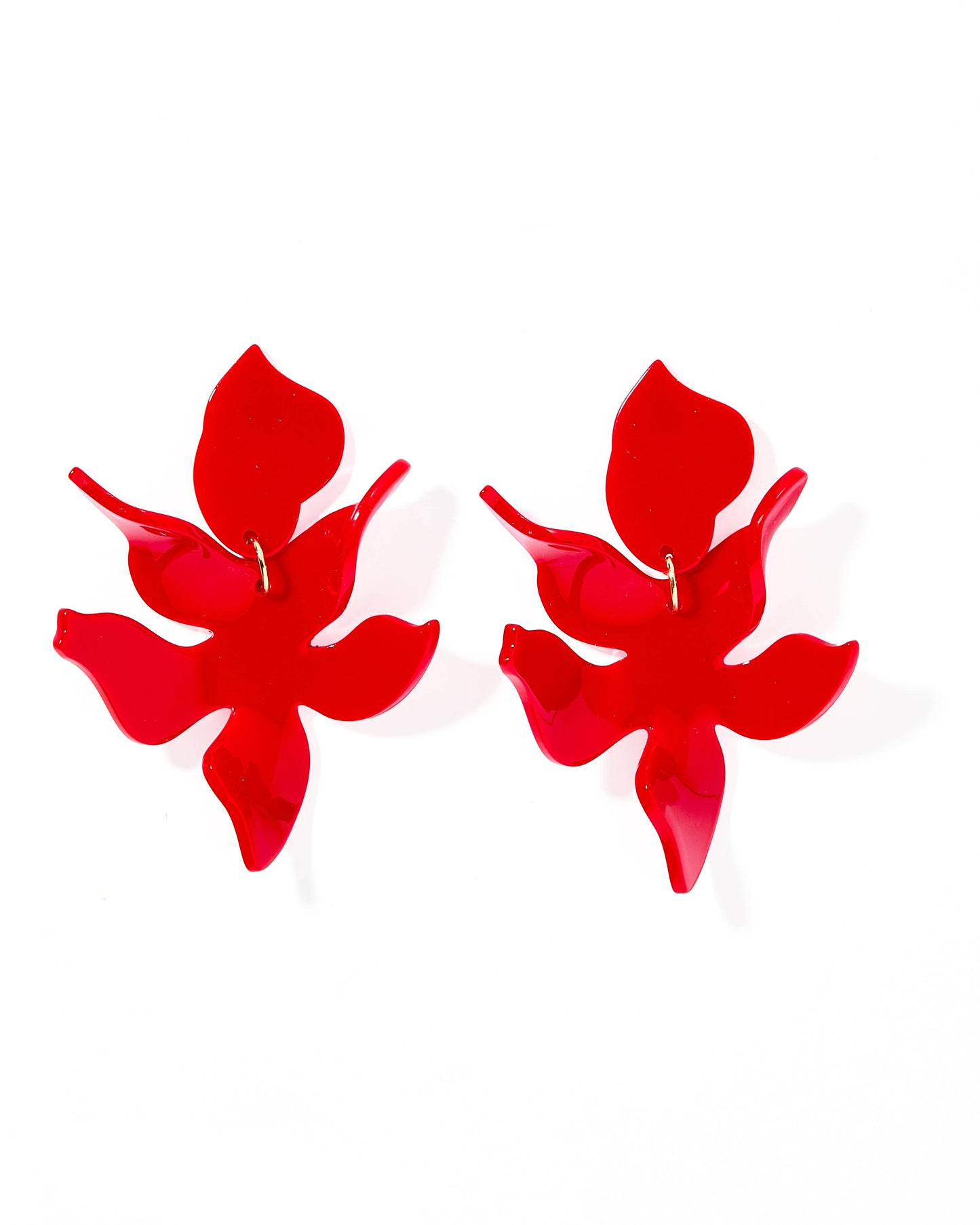 Flora Statement Earrings- True Red
