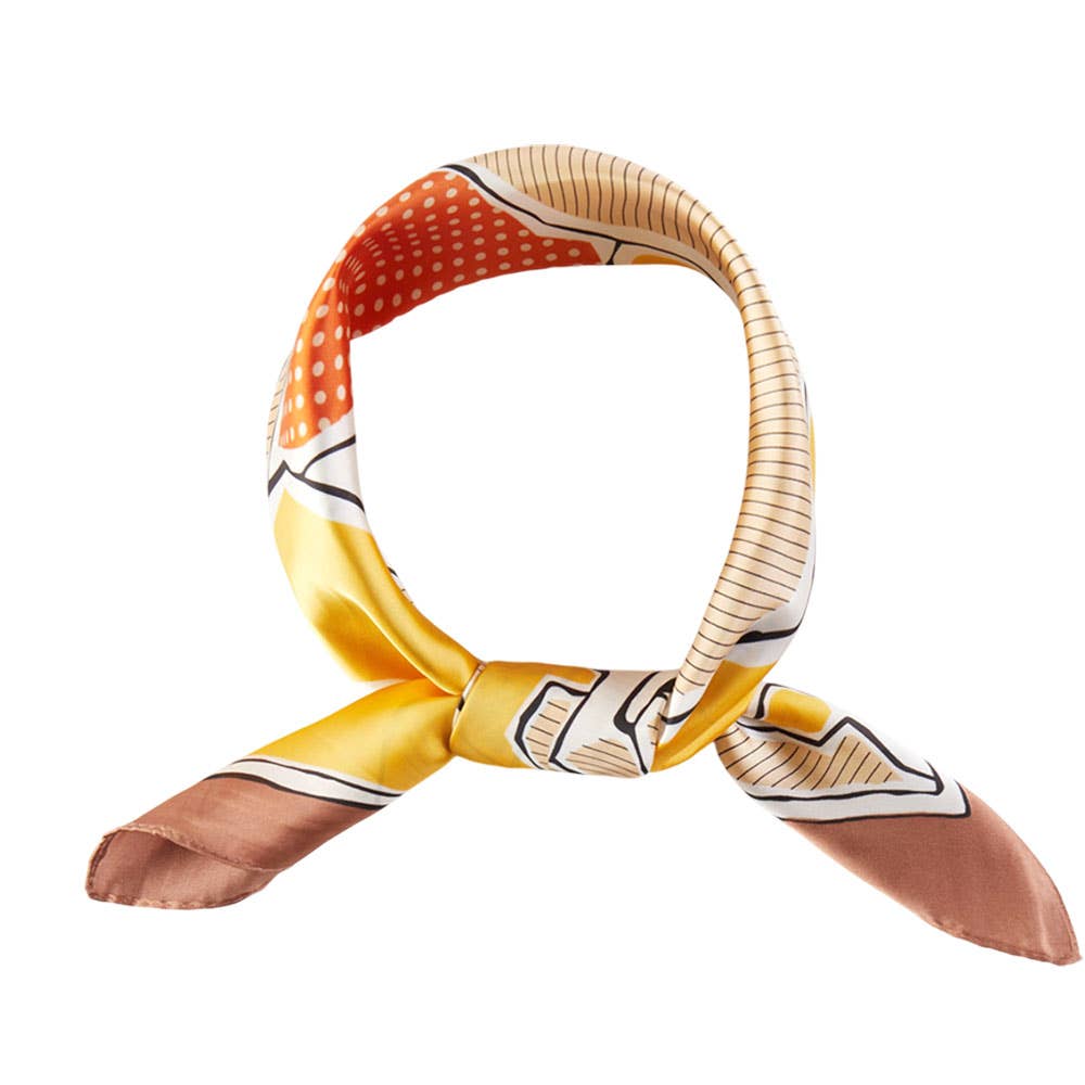 Pop Art Horse and Leopard Printed Square Silky Satin Bandana Scarf: Orange