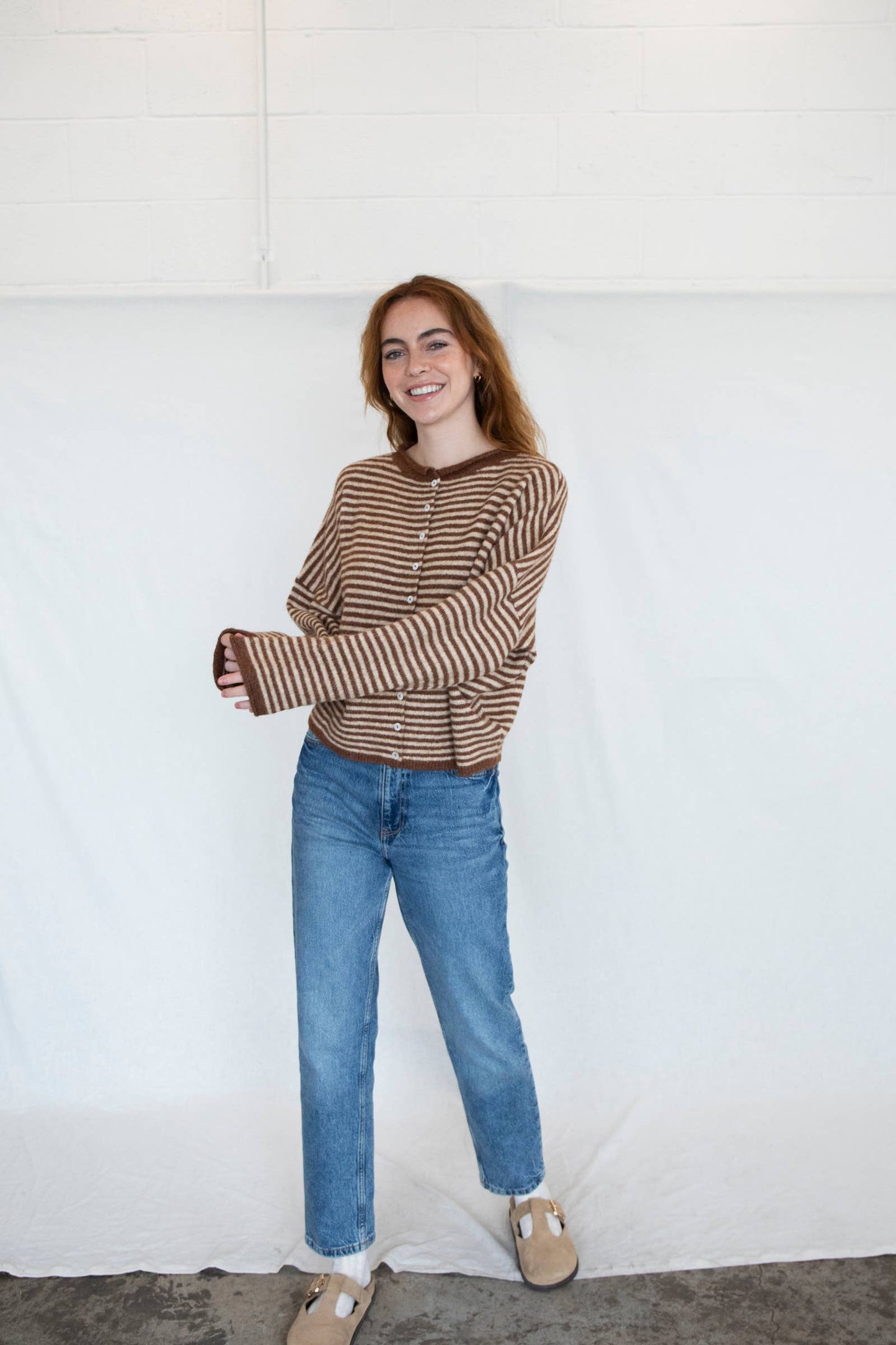 Piper Cardigan - Mini Striped : Brown