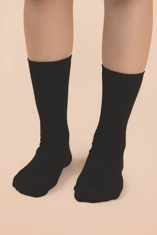 Ribbed mock socks: Black