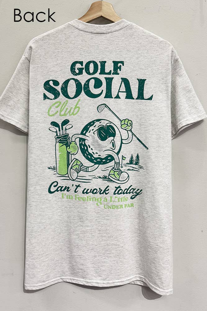 Golf Social Oversized Grey T-Shirt: Ash Grey