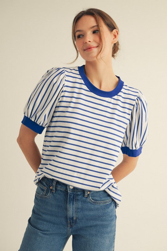 Faye Striped Puff Sleeve Top