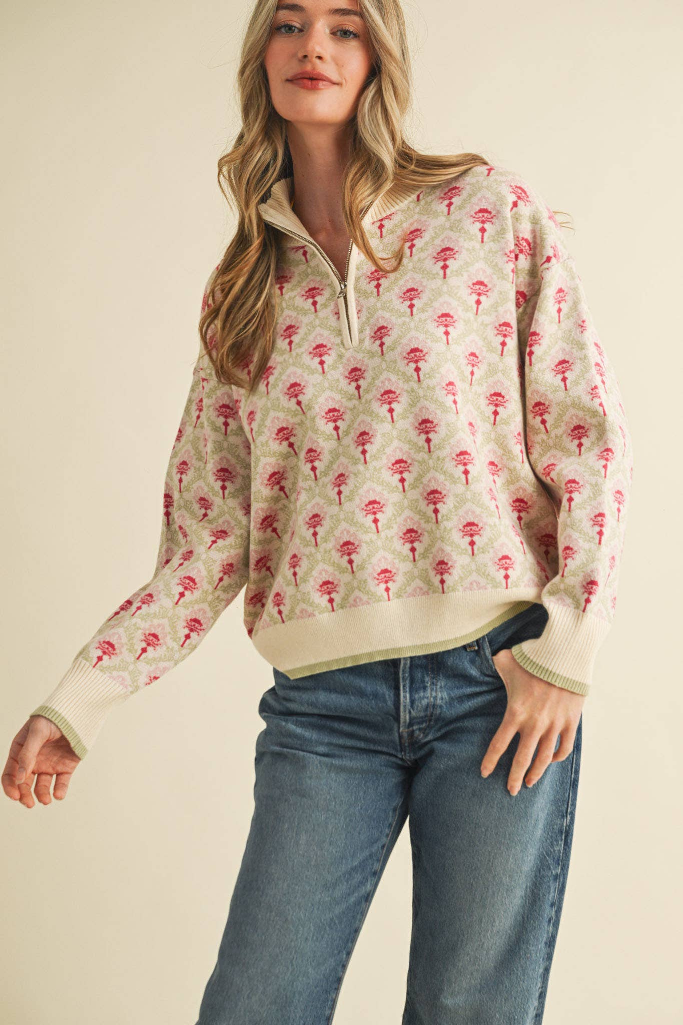 Candice Floral Mock Neck Sweater