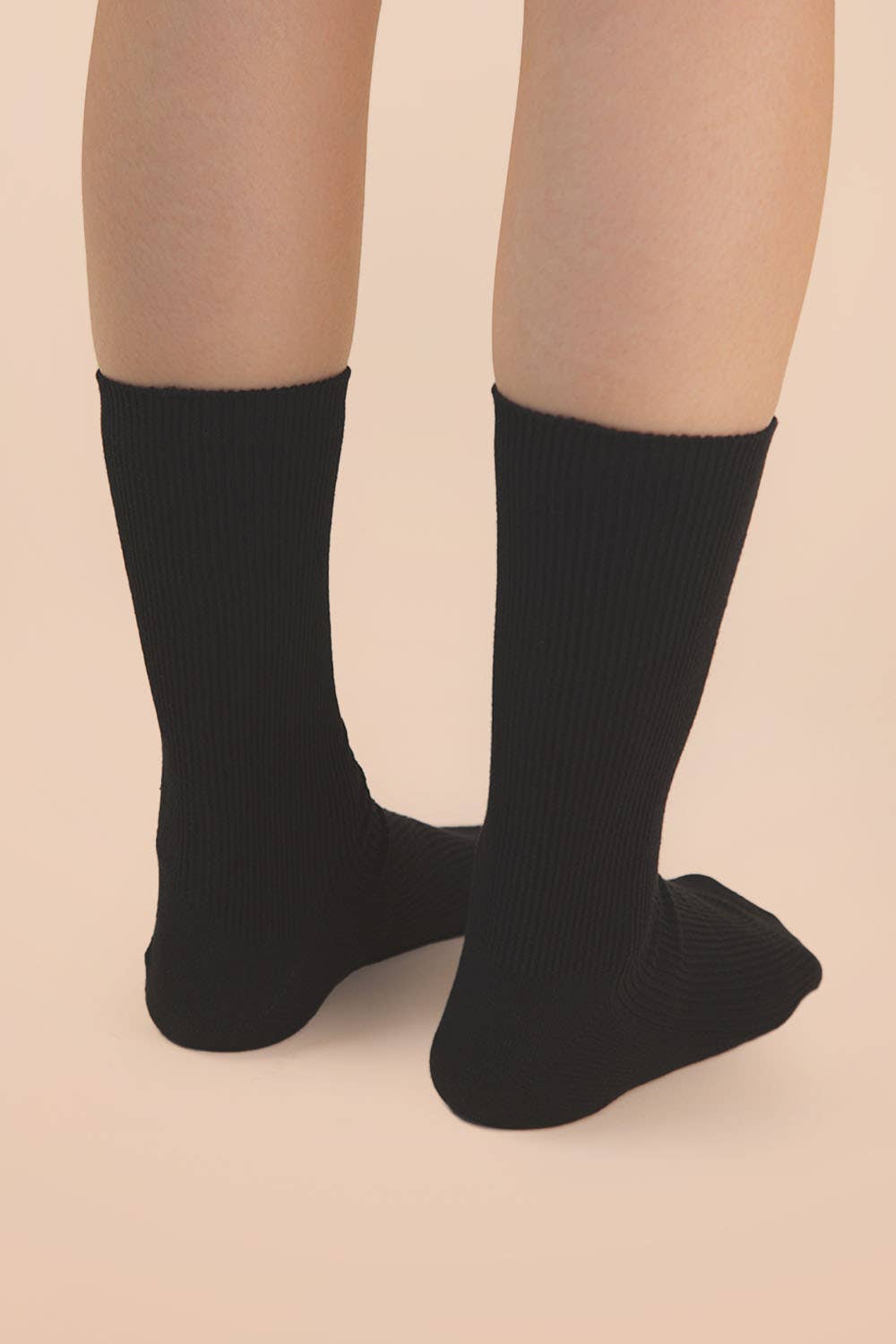 Ribbed mock socks: Cream