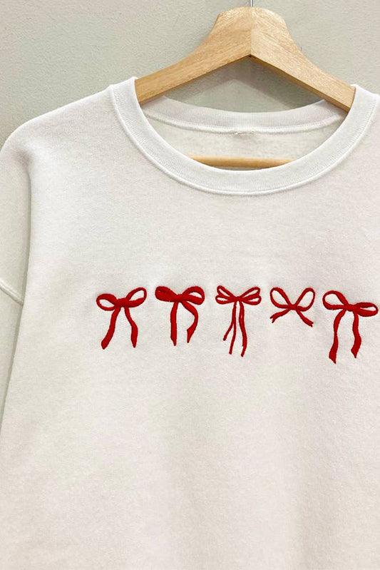 Embroidered Mini-Bows Oversized Sweatshirt