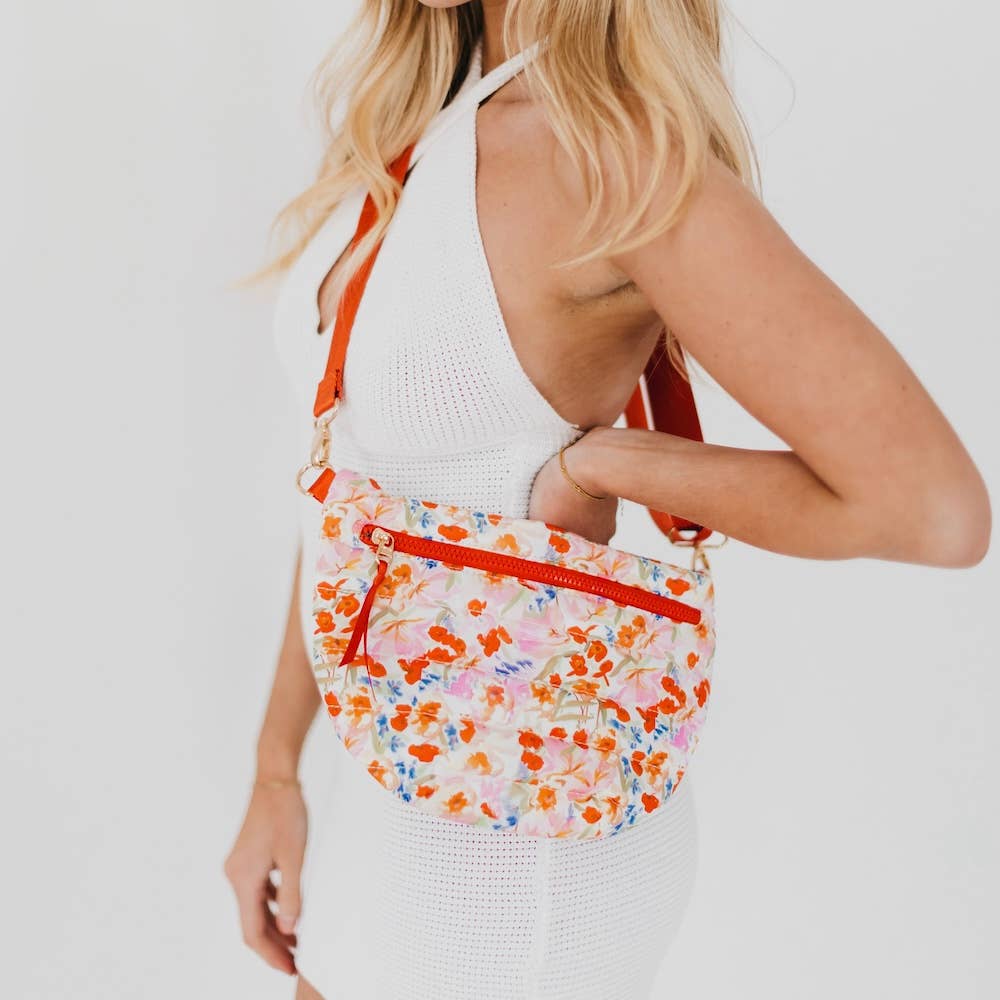 Jolie Puffer Belt Bag : Mango Floral Watercolor