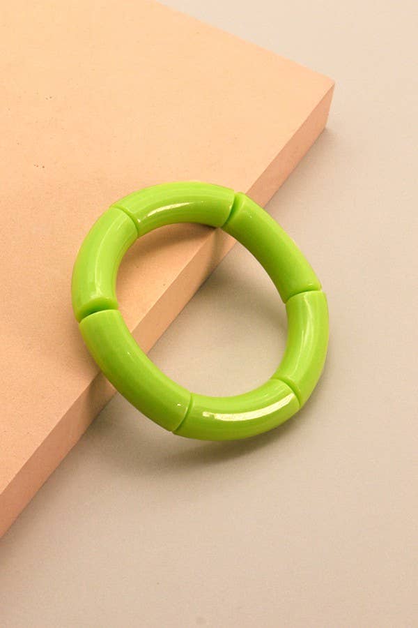 Lime Tube Bead Stretch Bracelet