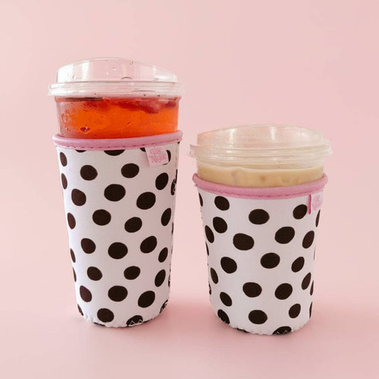 Brown Polka Dots - Iced Drink Sleeve : Small / 16oz