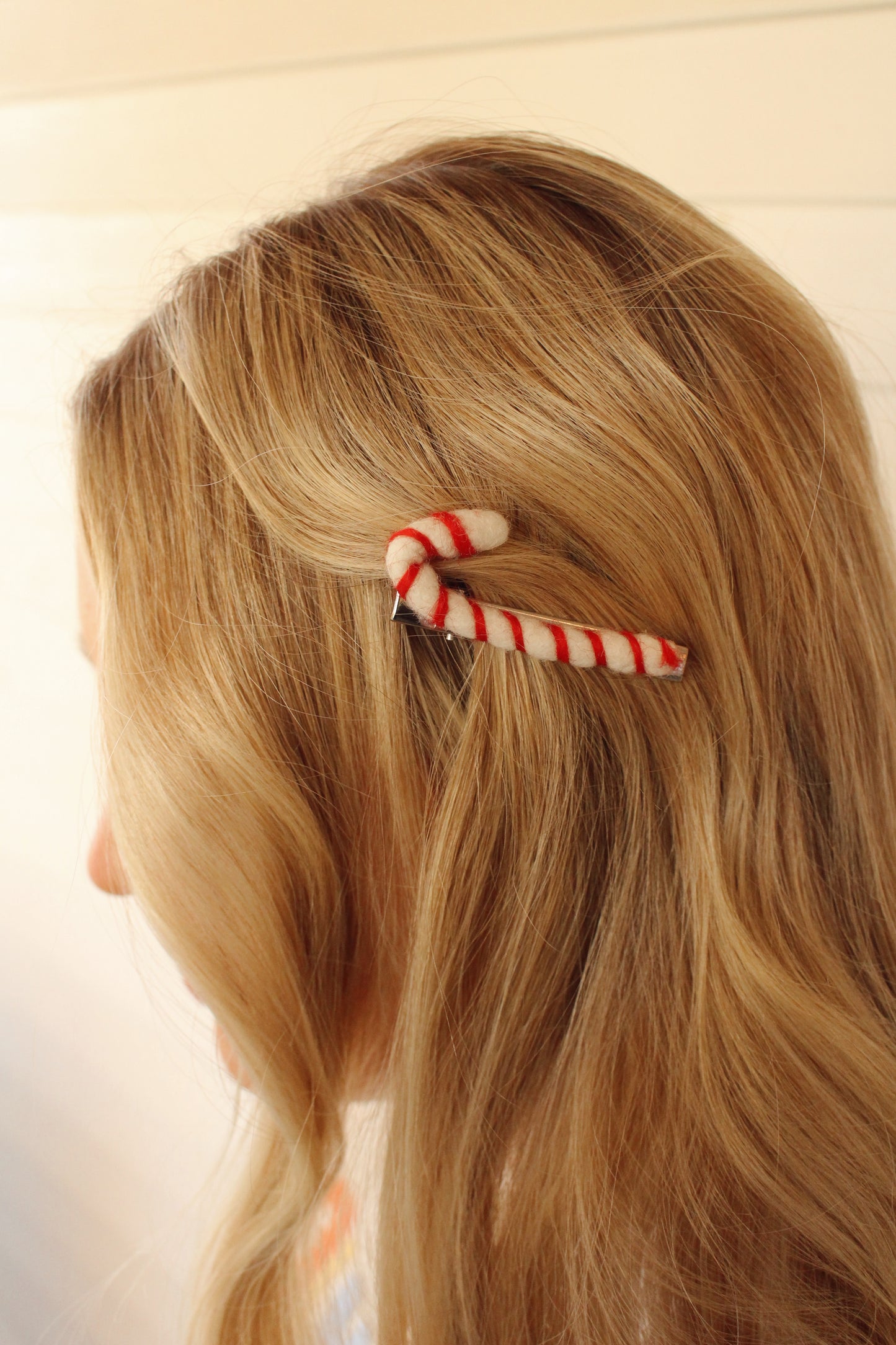 Candy Cane Felt Shape Hair Clip