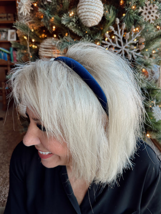 Padded Velvet Headband (Navy)