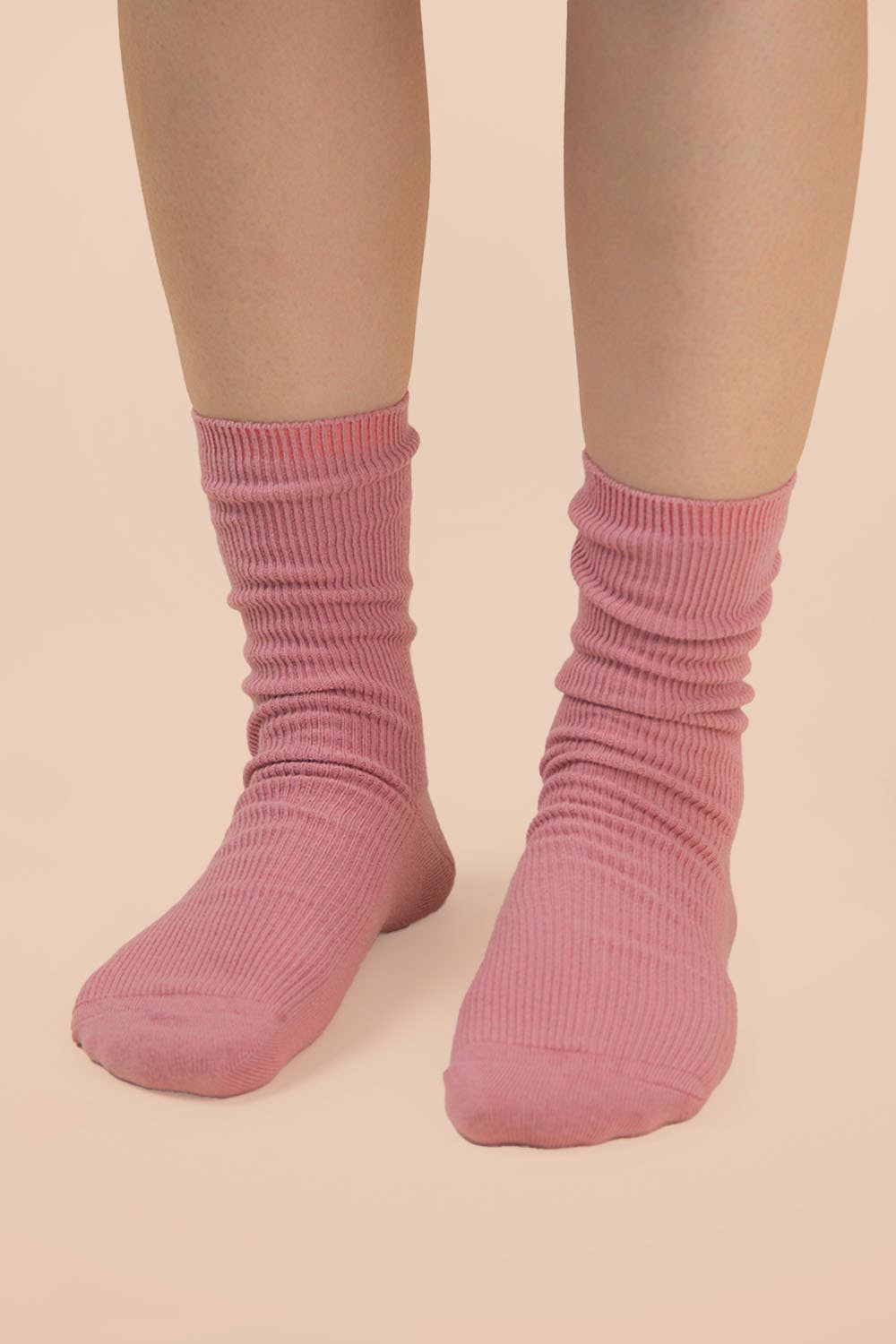 Ribbed mock socks: Cream