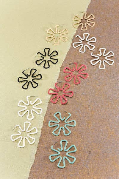 Large Flower Cutout Hoop Earrings : Worn Silver