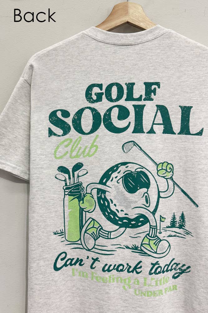 Golf Social Oversized Grey T-Shirt: Ash Grey