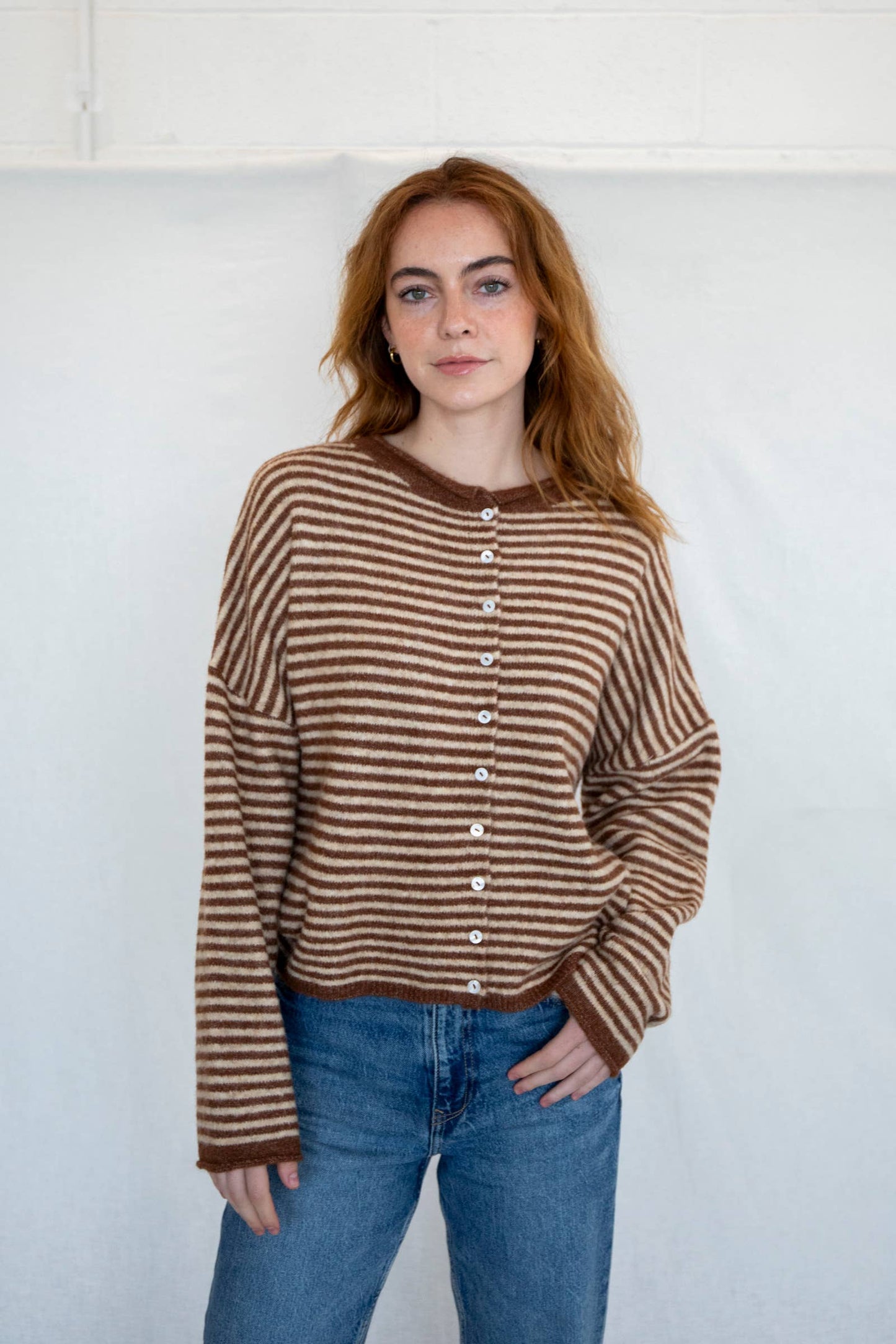 Piper Cardigan - Mini Striped : Brown