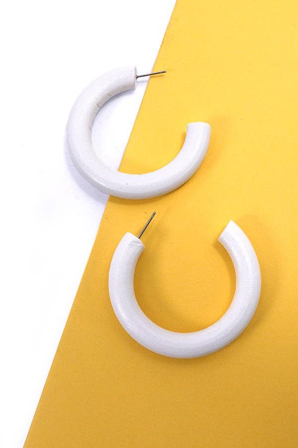 Colorful Wood Hoop Earrings : Black