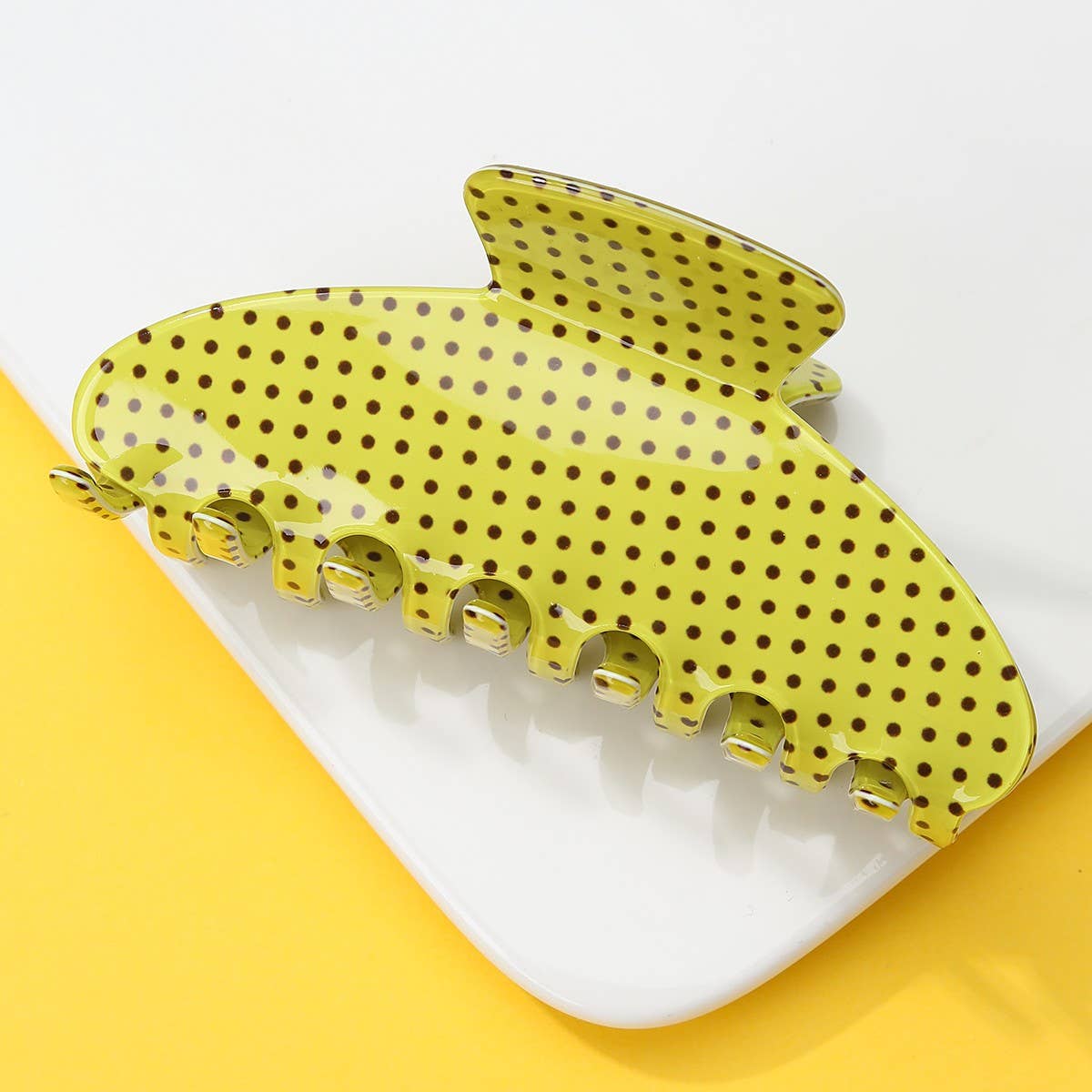 Polka Dot Hair Claw Clip : Lime
